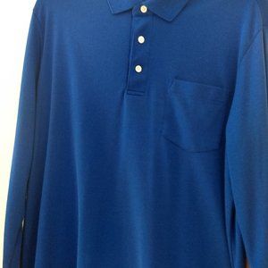 Men's Lands End Blue long sleeve polo shirt L/T